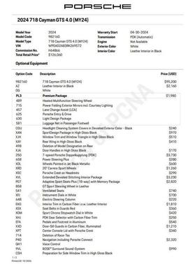 2024 Porsche 718 Cayman GTS 4.0