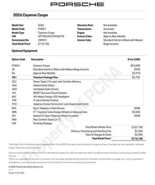 2026 Porsche Cayenne AWD