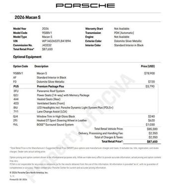 Dolomite Gray 2026 Porsche Macan S