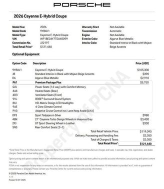 2026 Porsche Cayenne Base