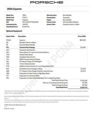 2026 Porsche Cayenne Base