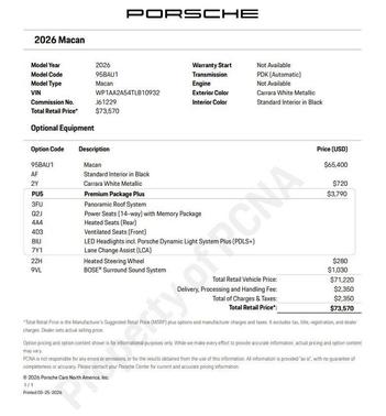 White 2026 Porsche Macan Base