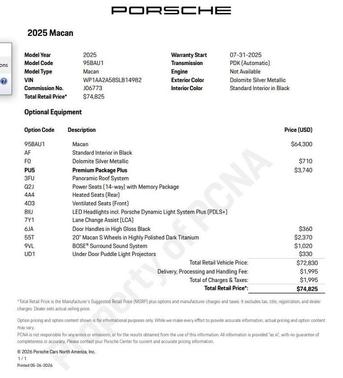 Dolomite Silver Metallic 2025 Porsche Macan