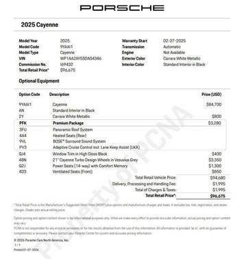 2025 Porsche Cayenne Base