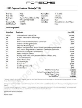 2023 Porsche Cayenne Platinum Edition