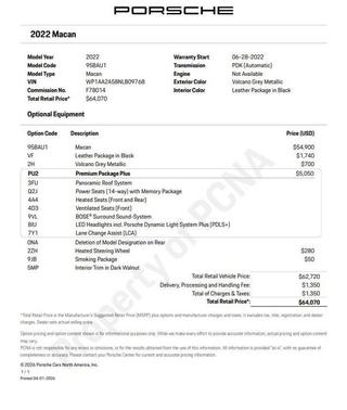 Volcano Grey Metallic 2022 Porsche Macan Base