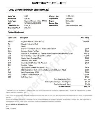 2023 Porsche Cayenne Platinum Edition