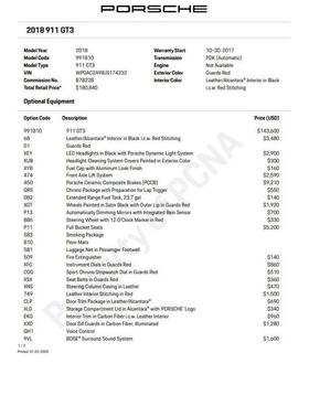 2018 Porsche 911 GT3
