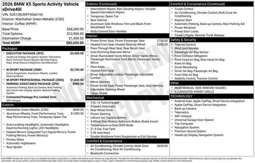 Manhattan Green Metallic 2026 BMW X5 sDrive40i