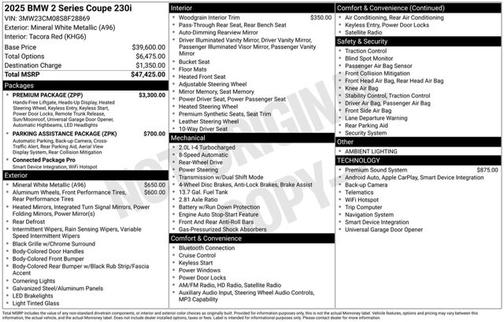 Mineral White Metallic 2025 BMW 230 230i
