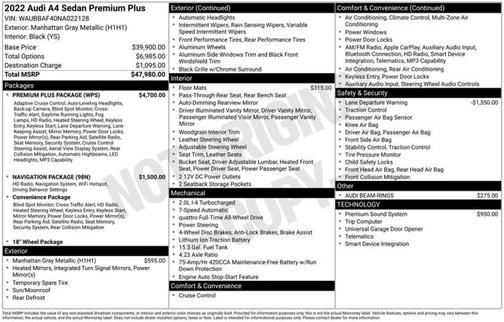 Gray 2022 Audi A4 Premium Plus