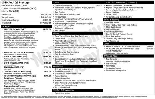2020 Audi Q8 Prestige