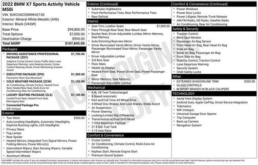 Mineral White Metallic 2022 BMW X7 M50i