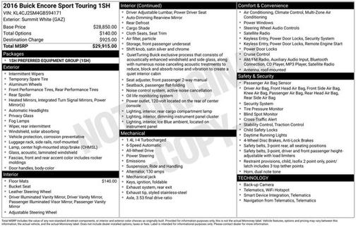 2016 Buick Encore Sport Touring
