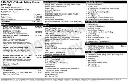 Carbon Black Metallic 2024 BMW X7 xDrive40i