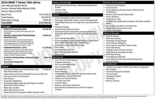 Mineral White Metallic 2024 BMW 760 760i xDrive