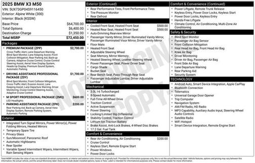Alpine White 2025 BMW X3 M50 xDrive