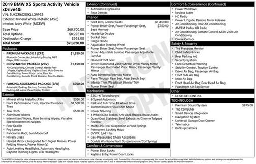 Mineral White Metallic 2019 BMW X5 xDrive40i