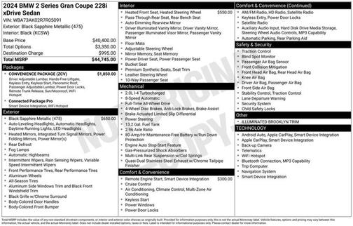 Black Sapphire Metallic 2024 BMW 228 Gran Coupe 228i xDrive