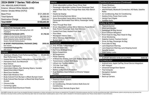 Mineral White Metallic 2024 BMW 760 760i xDrive