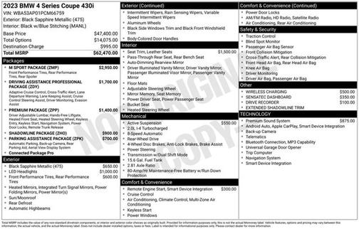 Black Sapphire Metallic 2023 BMW 430 430i