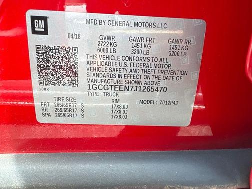 Red 2018 Chevrolet Colorado ZR2