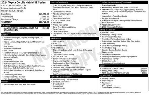 Underground 2024 Toyota Corolla Hybrid SE