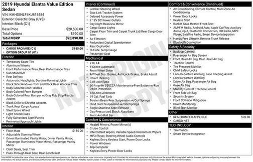 2019 Hyundai ELANTRA Value Edition