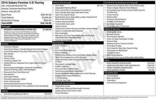 2016 Subaru Forester 2.5i Touring