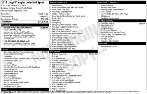 2012 Jeep Wrangler Unlimited Sport