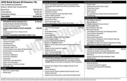 White Frost 2020 Buick Encore GX Essence