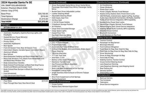 Phantom Black 2024 Hyundai SANTA FE SE