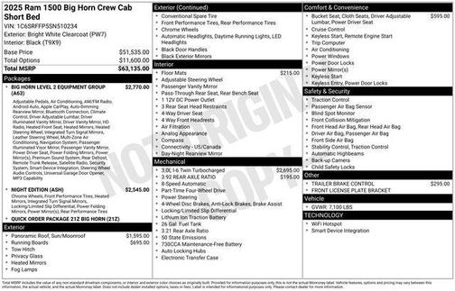 2025 RAM 1500 Big Horn/Lone Star