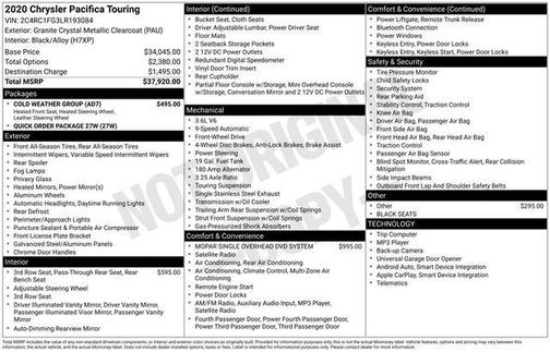 2020 Chrysler Pacifica Touring