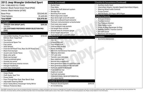 2012 Jeep Wrangler Unlimited Sport