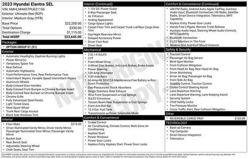 Red 2023 Hyundai ELANTRA SEL