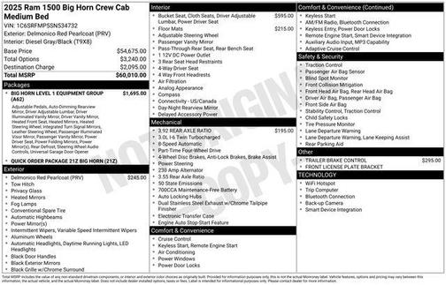 Delmonico Red Pearlcoat 2025 RAM 1500 Big Horn/Lone Star