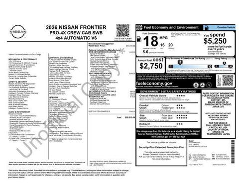 Glacier White 2026 Nissan Frontier PRO-4X