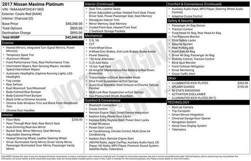 2017 Nissan Maxima 3.5 Platinum