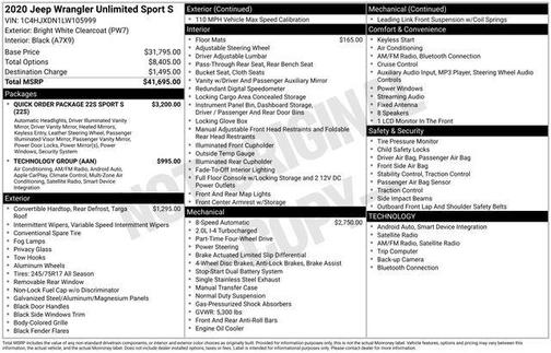 2020 Jeep Wrangler Unlimited Sport