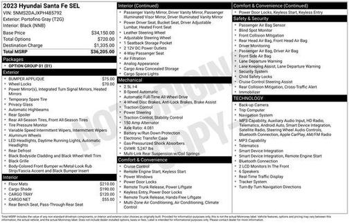 Portofino Gray 2023 Hyundai SANTA FE SEL 2.4