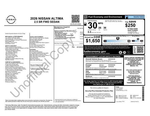 Super Black Clearcoat 2026 Nissan Altima SR FWD