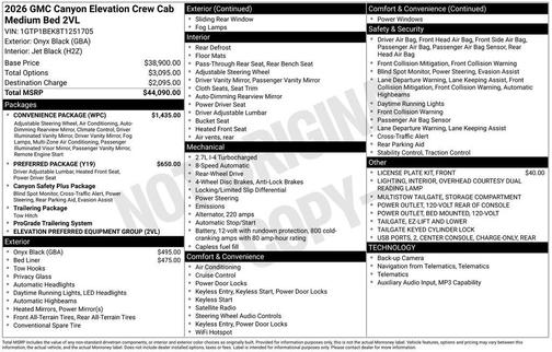 Onyx Black 2026 GMC Canyon Elevation