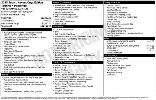 2025 Subaru Ascent Onyx Edition Touring