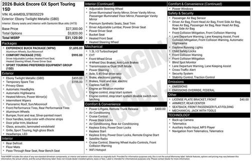2026 Buick Encore GX Sport Touring