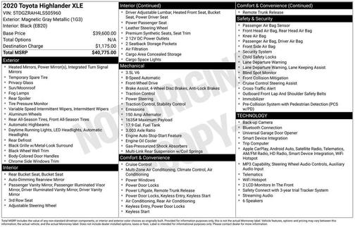 Magnetic Gray Metallic 2020 Toyota Highlander XLE