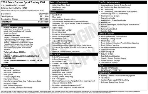 Summit White 2026 Buick Enclave Sport Touring