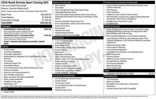 Summit White 2026 Buick Envista Sport Touring