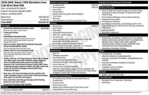 2026 GMC Sierra 1500 Elevation