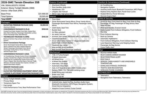 2026 GMC Terrain Elevation
